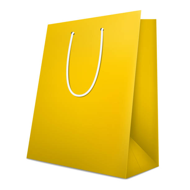istock Gold shopping bag. Isolated on white. Realistic 3D vector illustration. 1136525791