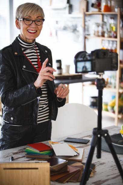 istock Woman recording new video for vlog 1136525885