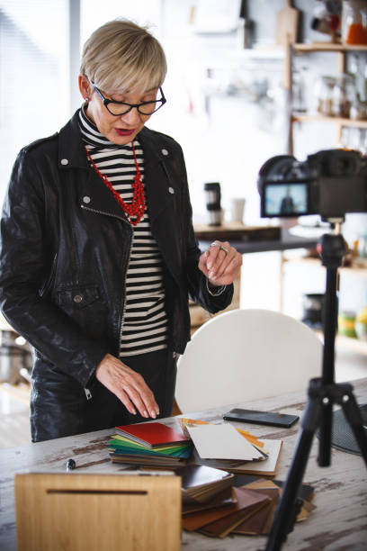 istock Woman recording new video for vlog 1136525891