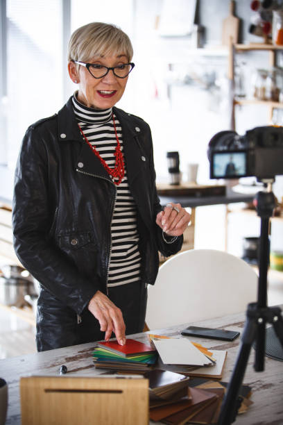istock Woman recording new video for vlog 1136525894