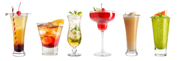 istock Set with different cocktails and strong drinks on a white background. Isolated. 1136527302