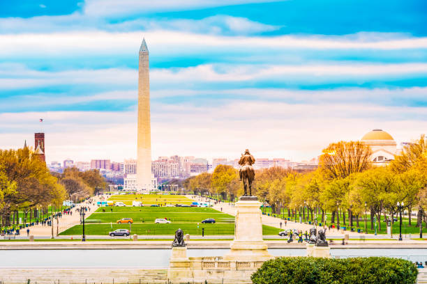 Washington Monument and National Mall stock photo
