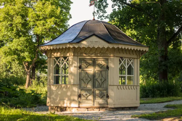 Old Gazebo in a summer park on a hot day