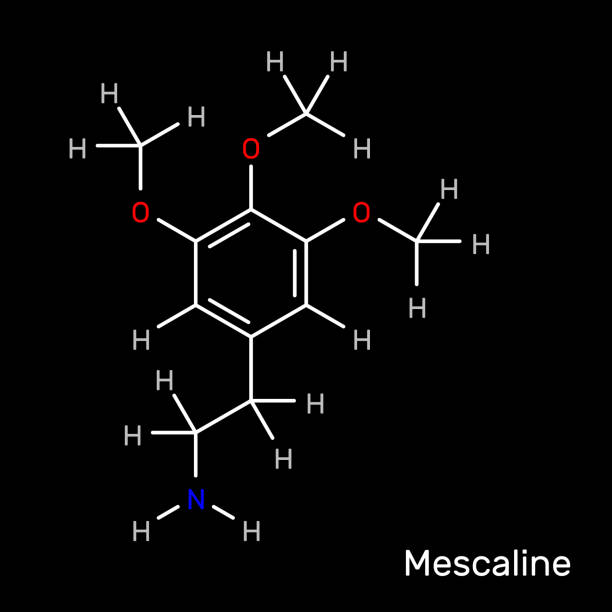 мескалин психоделическая структурная формула. иллюстрация вектора - phenethylamine stock illustrations