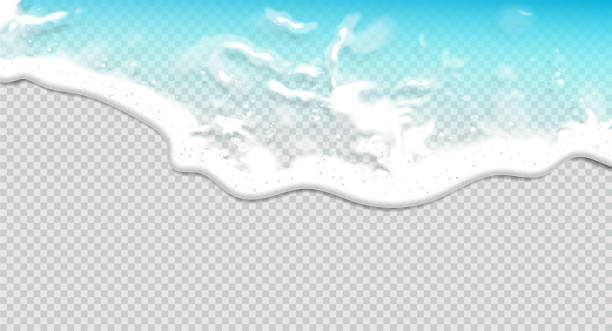 ilustraciones, imágenes clip art, dibujos animados e iconos de stock de fondo veraniego. ola de mar transparente.  vector 3d. ilustración realista de alto detalle. - sand beach sea wave