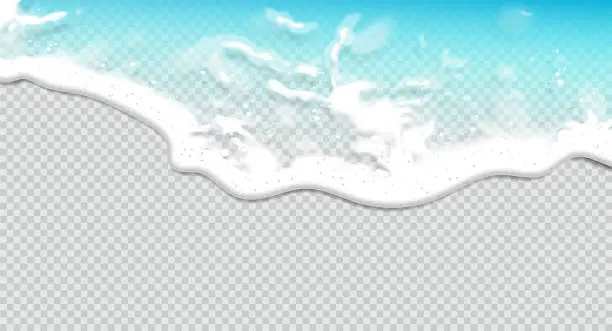Vector illustration of Summer background. Transparent sea wave.  3D vector. High detailed realistic illustration.
