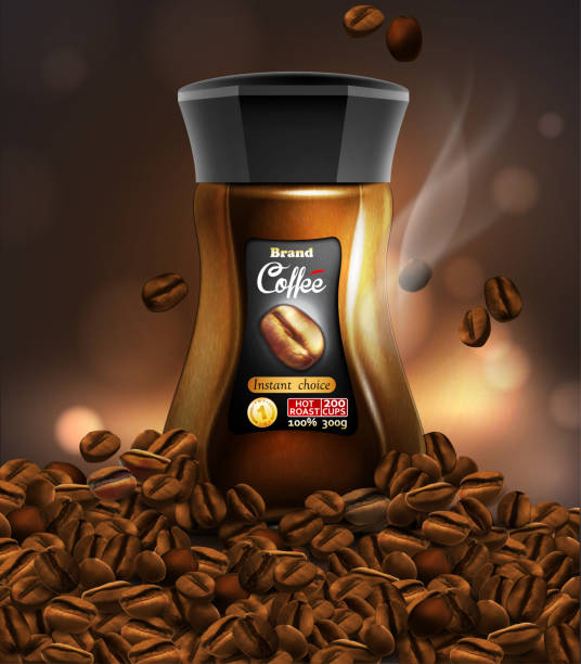 istock Coffee jar  and coffee beans, transparent background.  3D vector. High detailed realistic illustration 1136533506