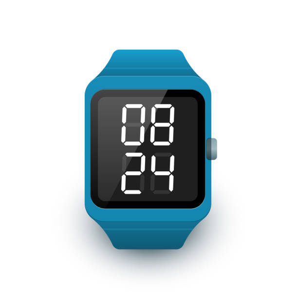 istock Smart watch icon with digital clock app on screen. Vector illustration of smartwatch on white background 1136534256