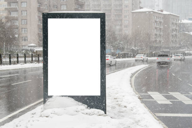 istock Billboard on street in winter 1136537278