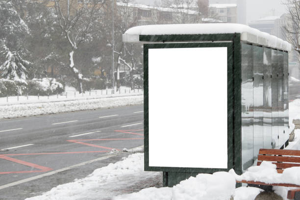 Billboard on street in winter