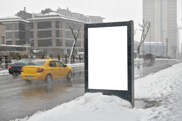 istock Billboard on street in winter 1136537281
