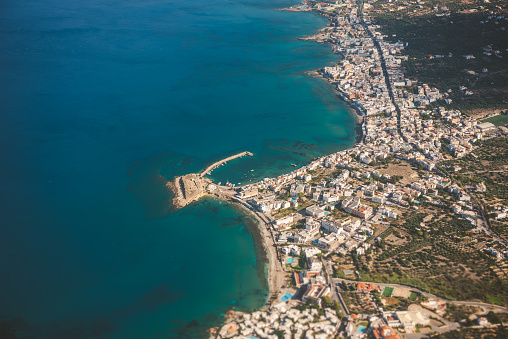 Aerial view of Limenas port, Crete, Greece