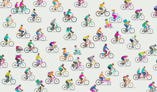자전거의 다른 유형의 그룹 - bicycle messenger stock illustrations