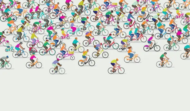 Vector illustration of Group of different types of Cyclists