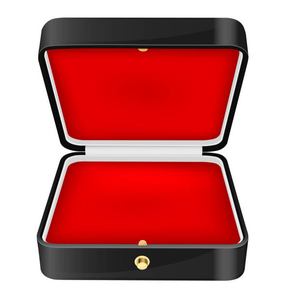 istock Black jewelry box with red velvet lining 1136544322