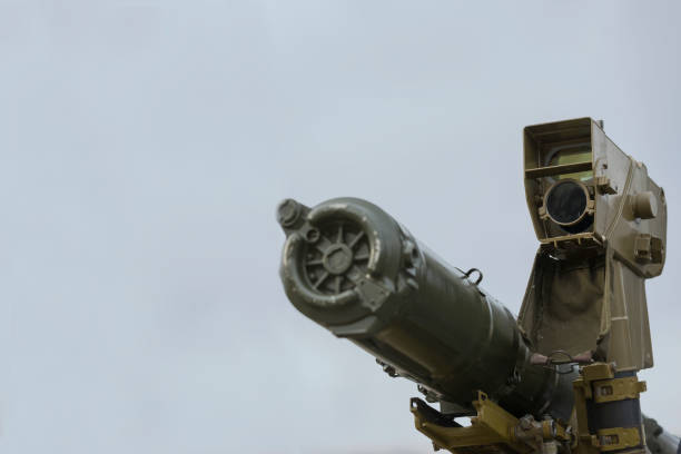 istock Grenade launcher with a telescopic sight on the jeep 1136544542