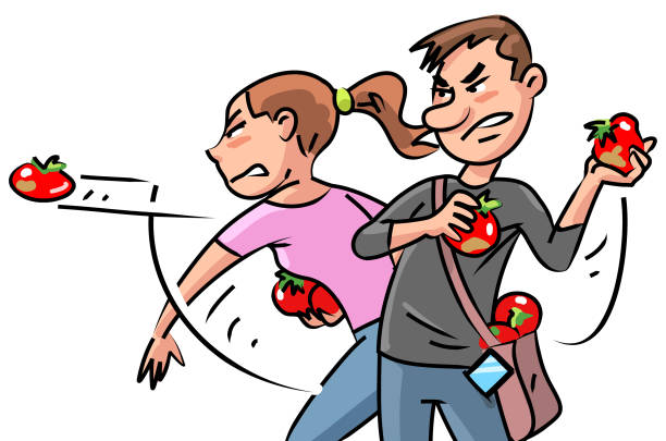 Ilustración de Gente Joven Lanzando Tomates y más Vectores Libres de  Derechos de Descontento - Descontento, Enfado, Grupo de personas - iStock