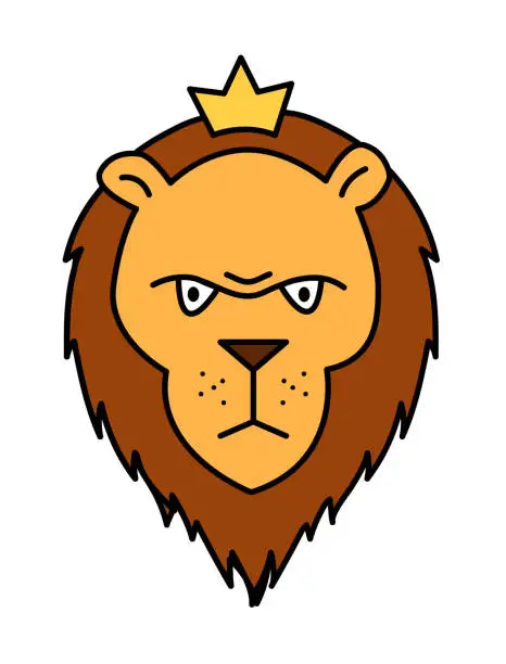 Vector illustration of cute vector illustration of a lion in cartoon style