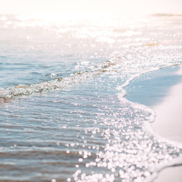 istock Summer sand beach and seashore waves background 1136553140