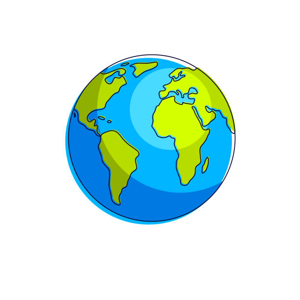 Planet Earth Vector Illustration Isolated On White Background America  Africa And Europe Continents Side Stock Illustration - Download Image Now -  iStock