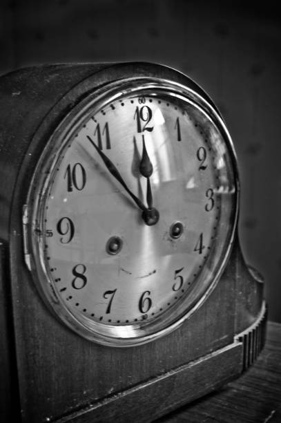 istock Vintage clock in black and white 1136553538