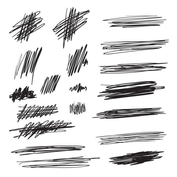 Scribble brush strokes set, vector logo design Scribble brush strokes set, vector logo design element scratching stock illustrations