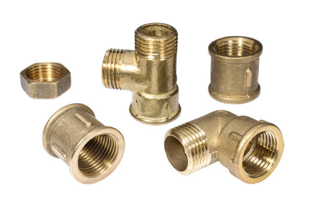 istock Brass accessories for plumbing pipeline isolated on white background 1136554250