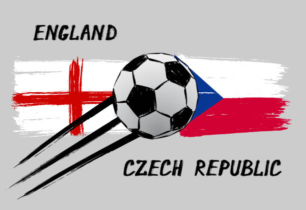 flaggen von england und tschechien-ikone für euro-fußball-meisterschaft qualifizieren sich-grunge - england map soccer soccer ball stock-grafiken, -clipart, -cartoons und -symbole
