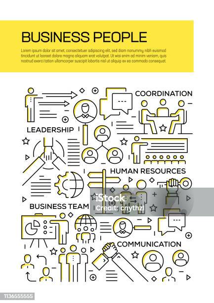 Business People Concept Line Style Cover Design For Annual Report Flyer Brochure Stock Illustration - Download Image Now