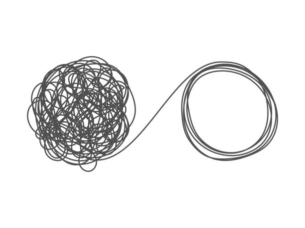 ilustrações, clipart, desenhos animados e ícones de unraveling emaranhado tangled - mayhem