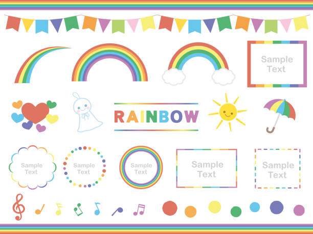 Rainbow frame set1 Rainbow frame set rainbow borders stock illustrations