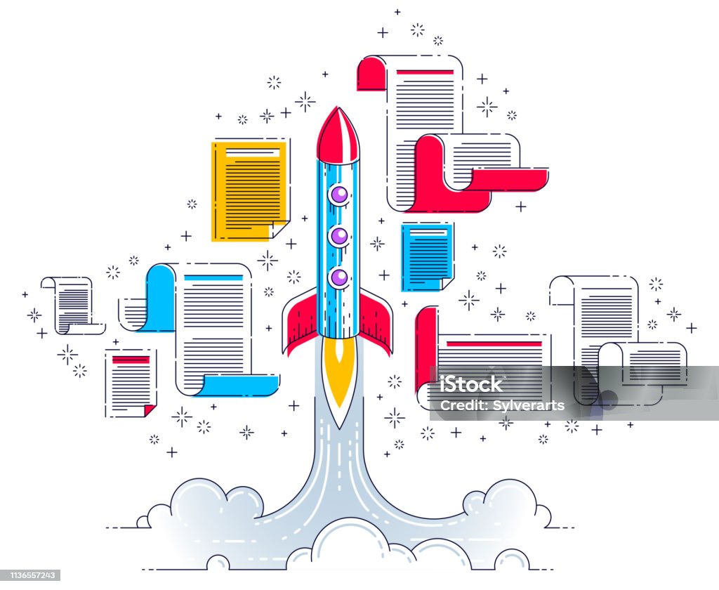 Start Up Rockets Startup Rockets Take Off Space Rockets Flying Start Up Business Concept ...