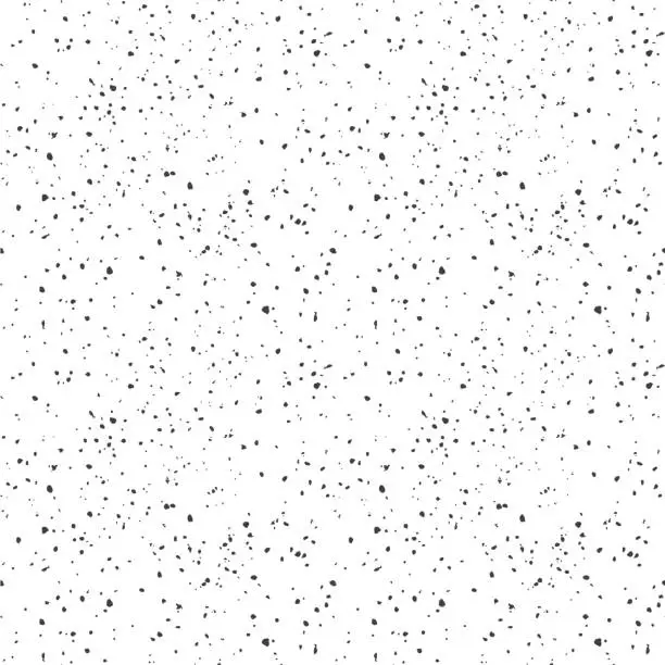 Vector illustration of Random watercolor speckles seamless pattern. Hand drawn splash splatter spray vector texture. Brush painted stains, spots. Black ink dots on white background.