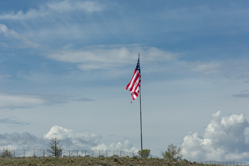 American flag by highway of nevada utah USA America
