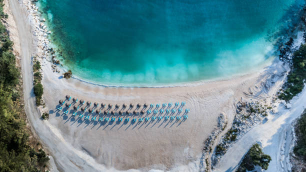 Porto Vathy beach, Thassos island, Greece stock photo