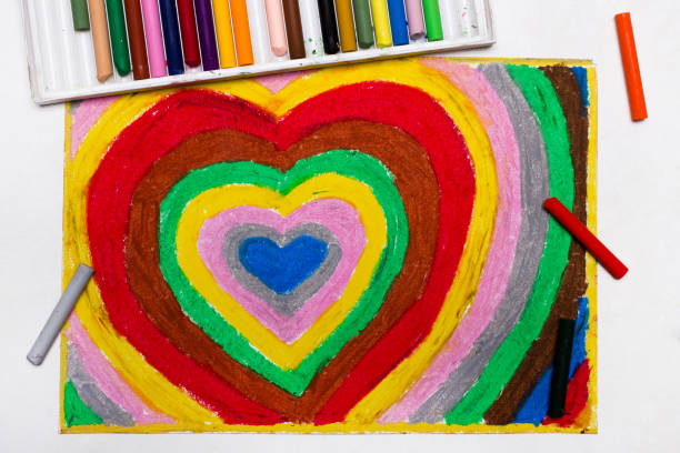 istock Colorful drawing: Valentines day card with beautiful hearts 1136567344