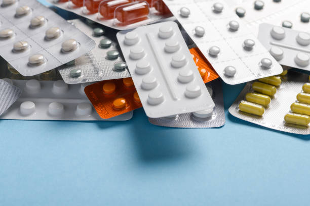istock Pills drugs in blisters assortment heap 1136569419