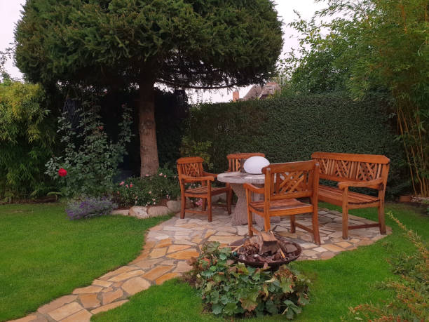 istock Wooden Seating group in The Garden 1136570831