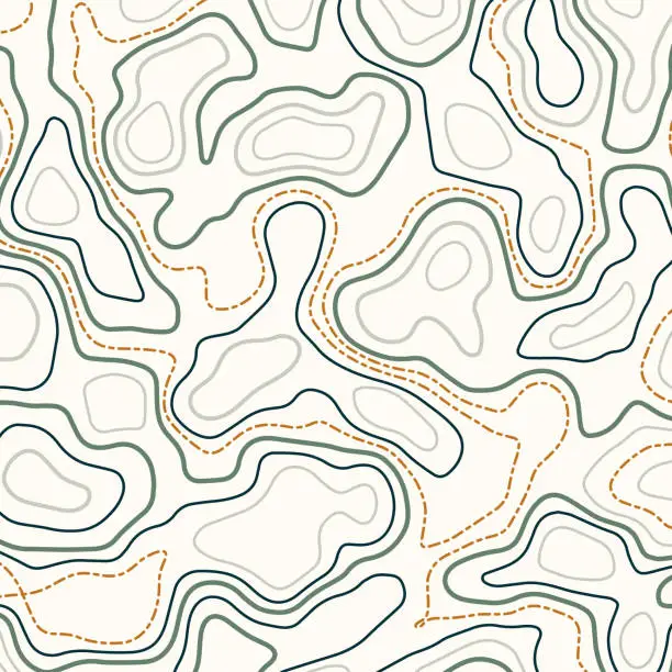 Vector illustration of Abstract vector background with wavy lines. Topographic map design template. Line art banner.