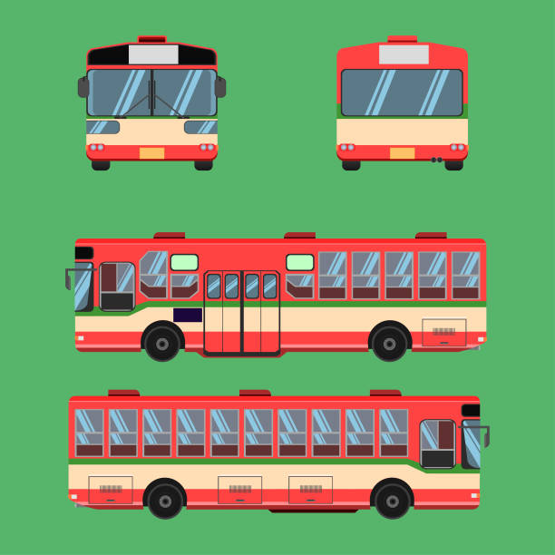 тайский автобус красный зеленый белый транспортный автомобиль водитель транспортного средства тариф пассажирский автобус омнибус железн - front passenger seat stock illustrations