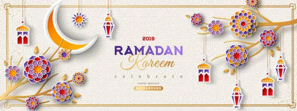 Vector illustration of Ramadan Kareem Horizontal Banner