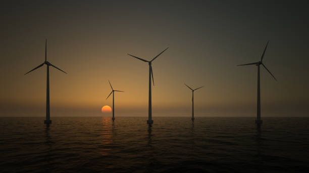istock Wind turbines on sea 1136585080
