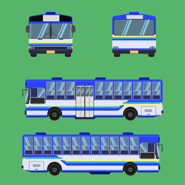 ilustrações, clipart, desenhos animados e ícones de tailandês autocarro azul céu branco transporte carro veículo condutor fare passageiro autobus ônibus ferroviário banco cadeira tamborete poltrona assento colchão reforçar hassock pad vector ilustração - bus coach bus travel isolated