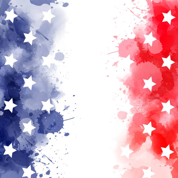 istock Watercolor banner in USA flag colors with stars 1136587510