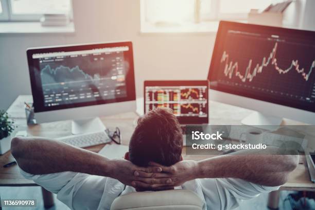 Time To Relax Stock Photo - Download Image Now - Investment, Stock Market and Exchange, Trader