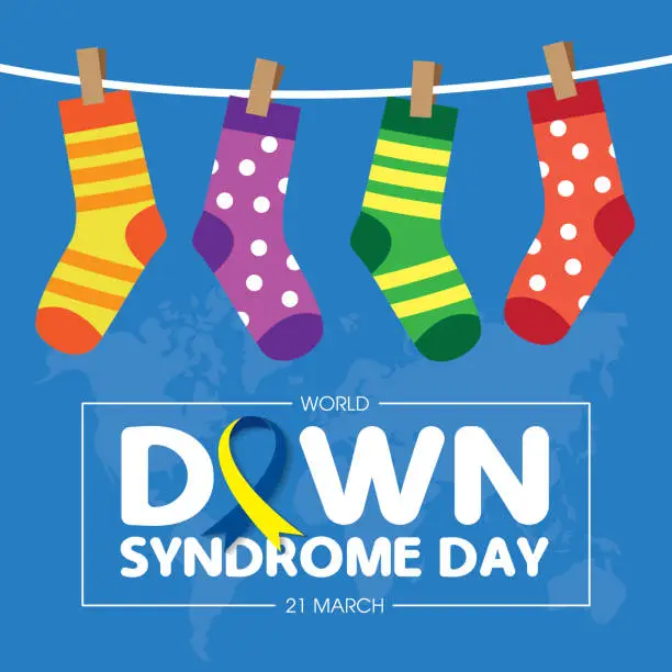 Vector illustration of World Down Syndrome Day on 21 march, a Down Syndrome Awareness day vector illustration.