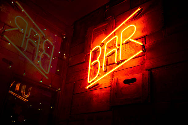 neon bar sign stock photo