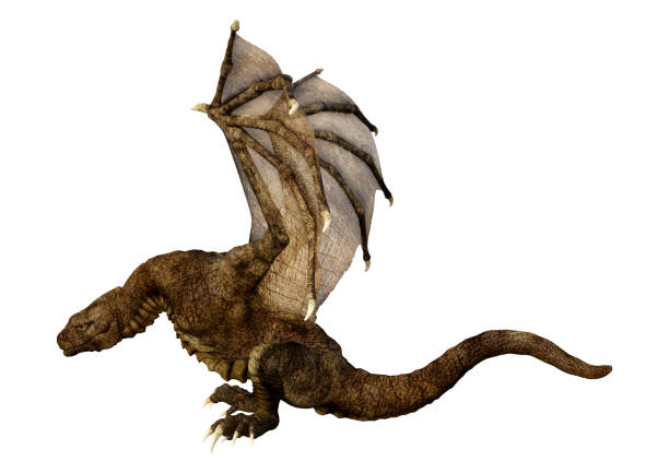 istock 3D illustration fantasy dragon on white 1136597063