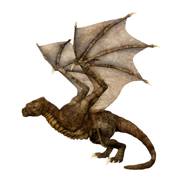 istock 3D illustration fantasy dragon on white 1136597066