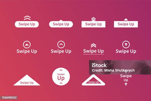 Swipe Up Icon Set On Gradient Style Isolated On Background For Stories Design Scroll Pictogram Stories Swipe Buttonswipe Up Set Stories Vector Stock Illustration - Download Image Now